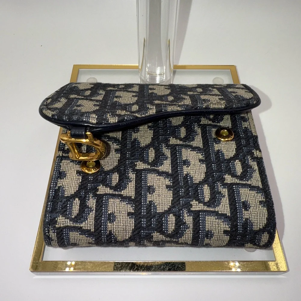 Dior Navy and Beige Monogram lotus Wallet